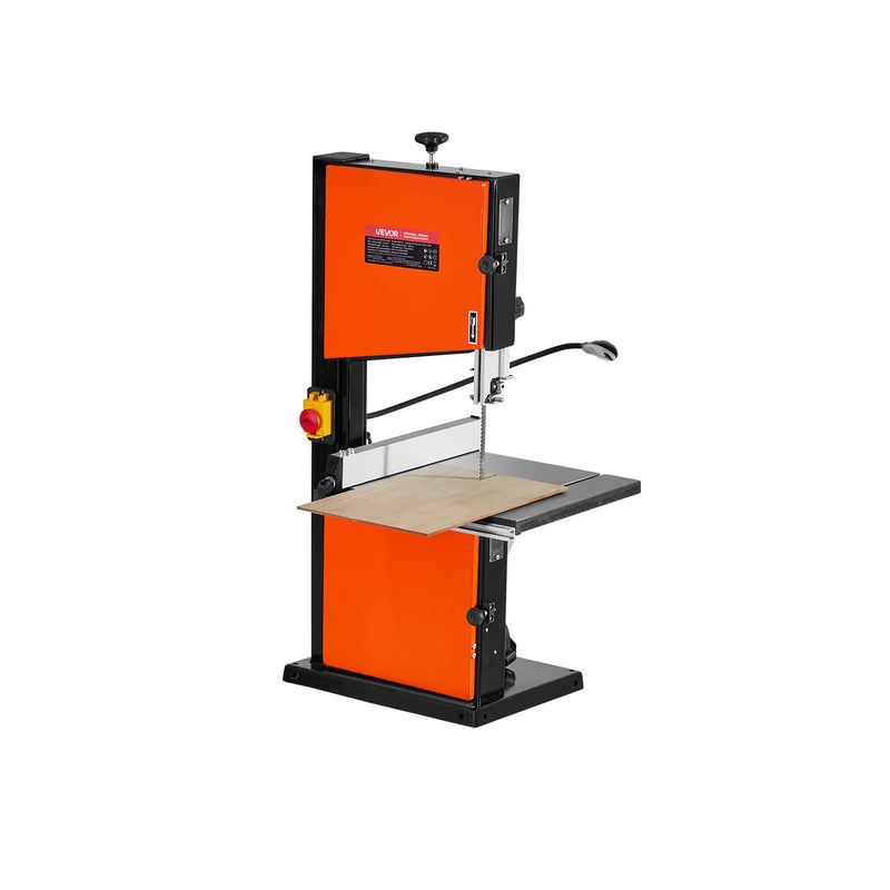VEVOR lentzāģis kokapstrādei, 254 mm, galda tipa divu ātrumu lentzāģis ar 373 W (0,5 ZS) motoru, maks. griešanas augstums 160 mm, 335 × 340 mm čuguna galds, 360° darba apgaismojums, leņķmērs un paralēlā atdure
