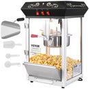 VEVOR galda popkorna aparāts 850 W, 8 oz katls līdz 48 porcijām vienā ciklā, ar rūdīta stikla korpusu un 4 piederumiem, kino stila, melns - ZEMLETES.LV