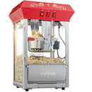 VEVOR galda popkorna aparāts 850 W, 8 oz katls līdz 48 porcijām vienā ciklā, ar rūdīta stikla korpusu un 4 piederumiem, kino stila, sarkans - ZEMLETES.LV