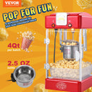 VEVOR galda popkorna aparāts 300 W, 2,5 oz katls līdz 3,8 l vienā ciklā, ar PP durvīm, 2 piederumiem un paplāti, kino stila, sarkans - ZEMLETES.LV