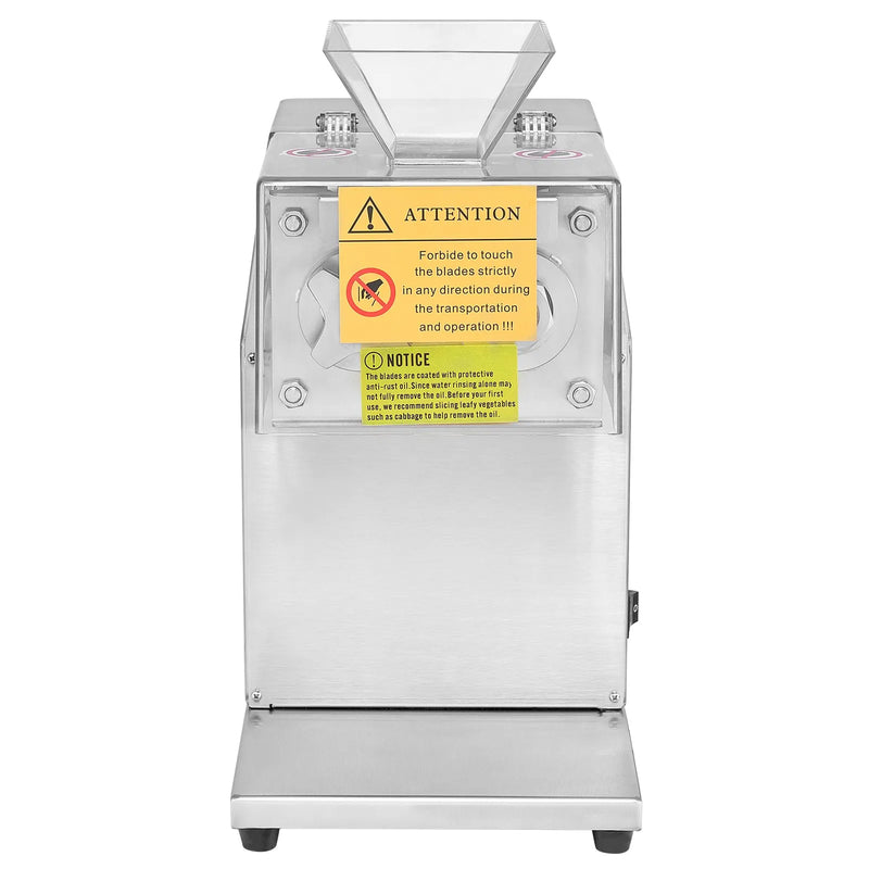 VEVOR gaļas griešanas iekārta 850 W, nerūsējošā tērauda elektriska gaļas griezējmašīna ar 5 mm griešanas biezumu, noņemamiem asmeņiem, ražība līdz 250 kg/h, piemērota mājas virtuvei, restorāniem un lielveikaliem