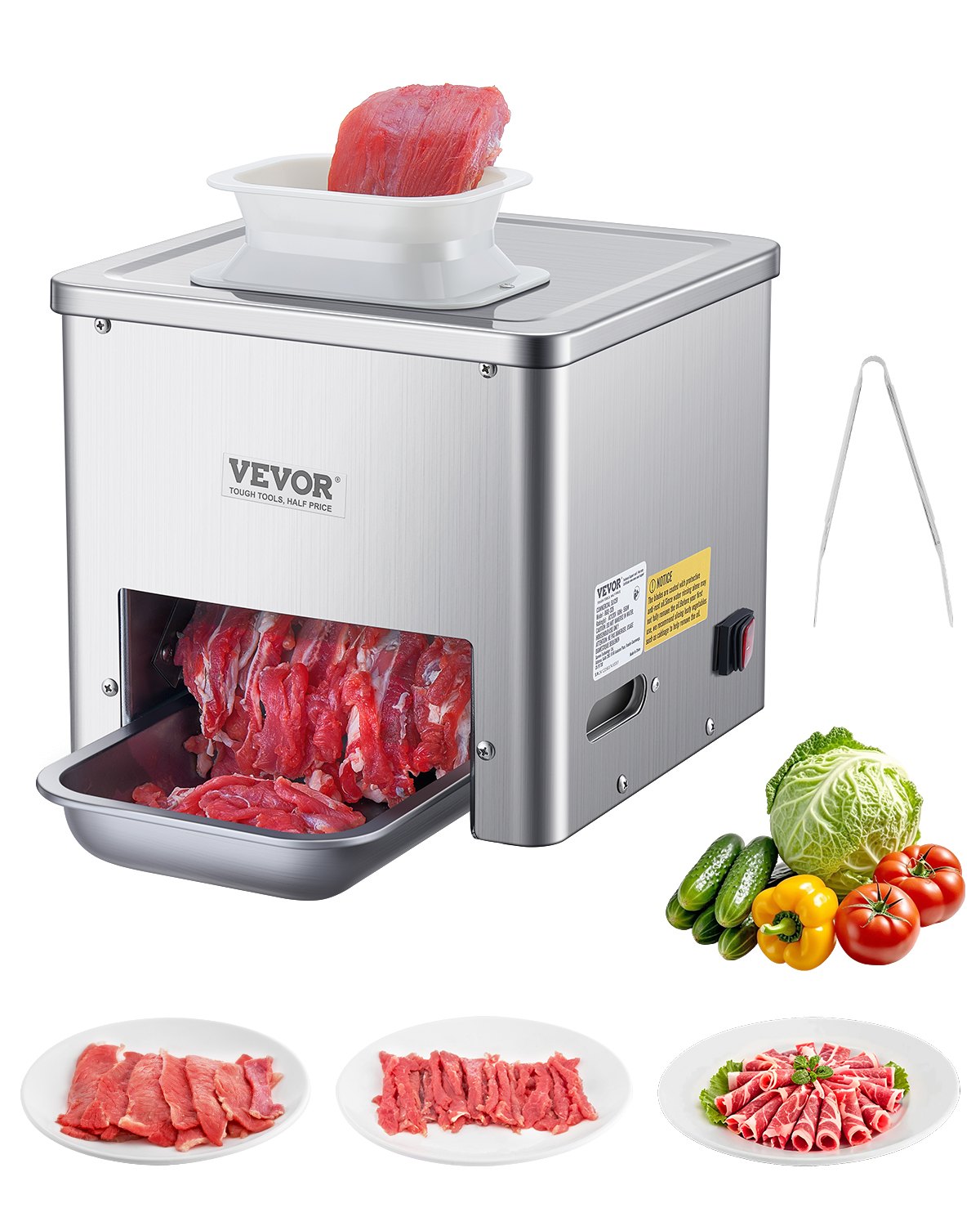 VEVOR коммерческая мясорезка 550 Вт, нарезка соломкой и кубиками
