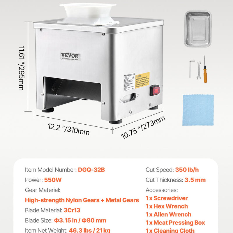 VEVOR elektriskā gaļas griešanas iekārta, 550 W – komerciāla šķēlētāja mašīna