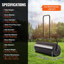 VEVOR zāliena veltnis, 64 l ar smiltīm vai ūdeni pildāms dārza veltnis, tērauda zāliena veltnis ar viegli pagriežamu uzpildes aizbāzni un U veida ergonomisku rokturi ērtai stumšanai un vilkšanai, zālienam, dārzam, saimniecībai un parkam, melns