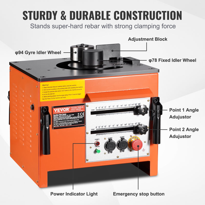 VEVOR galda elektriskais armatūras locītājs 1700W - 3 Leņķi līdz 25 mm (