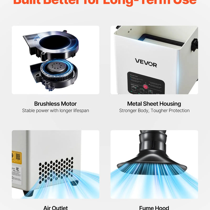 VEVOR lodēšanas dūmu nosūcējs, 3 pakāpju filtrācijas lodēšanas dūmu savācējs ar jaudīgu 180 m³/h gaisa plūsmu un 3 līmeņu ātruma regulēšanu, kompakts galda tipa bezsuku dūmu ekstraktors lodēšanai un DIY metināšanai