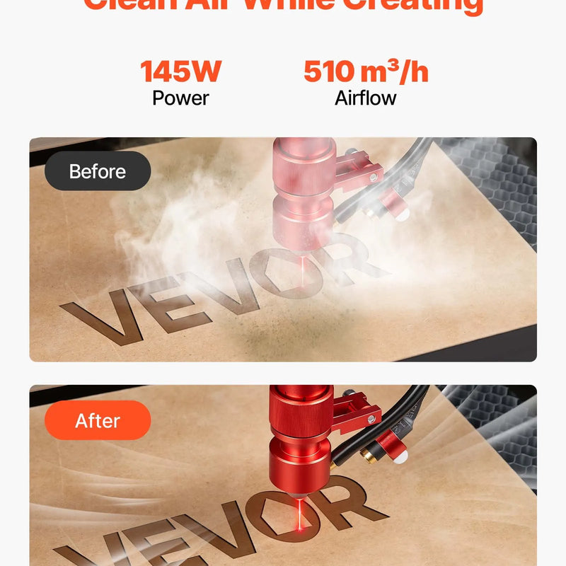 VEVOR lodēšanas dūmu nosūcējs, uzlabota 4 pakāpju filtrācija, lodēšanas dūmu savācējs ar jaudīgu 510 m³/h nosūkšanu, 10 ātrumu regulēšana un tālvadība, bezsuku dūmu ekstraktors lāzergravēšanai un 3D drukai