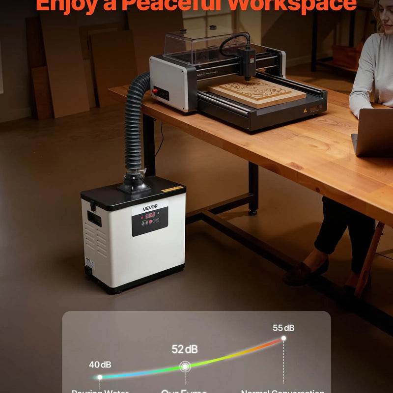VEVOR lodēšanas dūmu nosūcējs, uzlabota 4 pakāpju filtrācija, lodēšanas dūmu savācējs ar jaudīgu 510 m³/h nosūkšanu, 10 ātrumu regulēšana un tālvadība, bezsuku dūmu ekstraktors lāzergravēšanai un 3D drukai