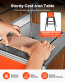 VEVOR lentzāģis ar statīvu, 254 mm divu ātrumu galda lentzāģis, 373 W (0,5 ZS), maks. griešanas augstums 160 mm, 335 × 340 mm čuguna galds ar 360° darba apgaismojumu, leņķmēru un vadotni kokapstrādei