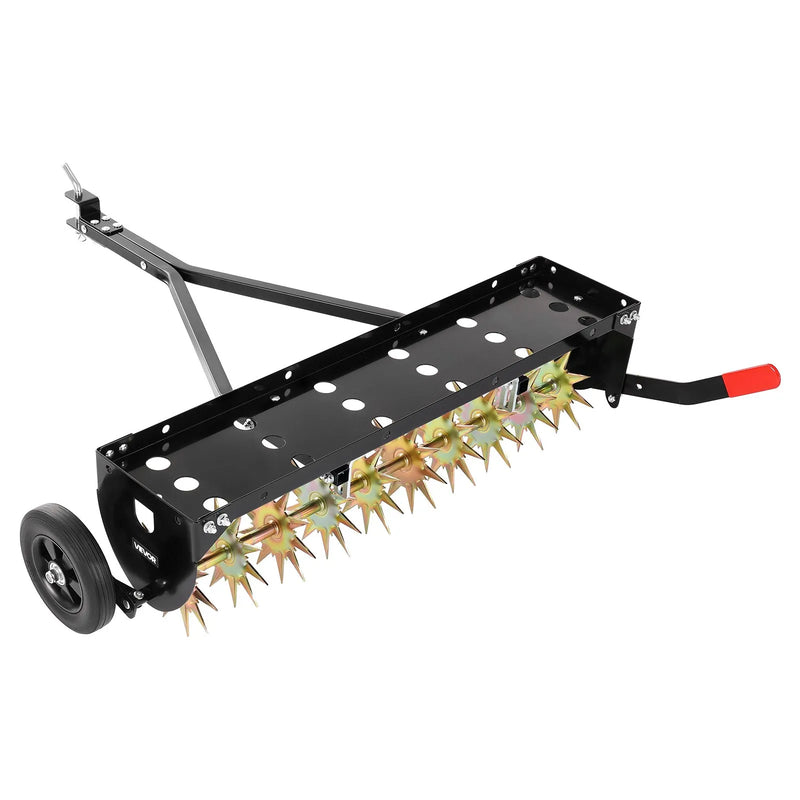VEVOR velkamais zāliena aerators ar universālu sakabi, 102 cm darba platums, 68 kg slodzes ietilpība, izturīga un rūsas noturīga konstrukcija, aerācijas instruments ar paplāti traktoriem un zāliena tehnikai - ZEMLETES.LV