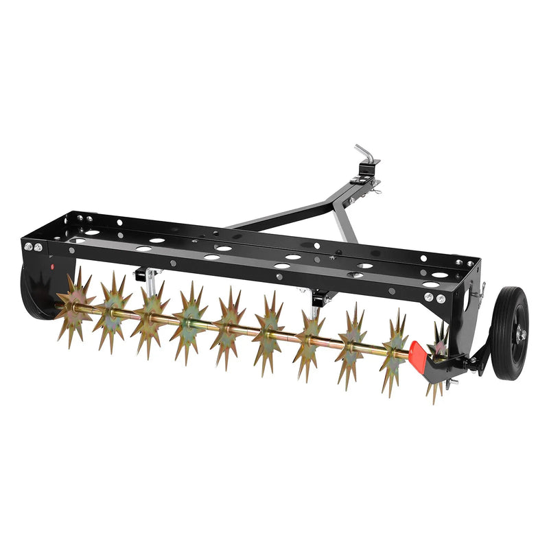 VEVOR velkamais zāliena aerators ar universālu sakabi, 102 cm darba platums, 68 kg slodzes ietilpība, izturīga un rūsas noturīga konstrukcija, aerācijas instruments ar paplāti traktoriem un zāliena tehnikai - ZEMLETES.LV
