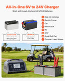 VEVOR viedais akumulatoru lādētājs 30 A, 6 V / 12 V / 24 V LiFePO4, svina-skābes (GEL/AGM) un litija akumulatoriem, ar LCD displeju, uzturošo lādēšanu un desulfatācijas funkciju, automašīnām, laivām, motocikliem un zāles pļāvējiem