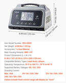 VEVOR viedais akumulatoru lādētājs 30 A, 6 V / 12 V / 24 V LiFePO4, svina-skābes (GEL/AGM) un litija akumulatoriem, ar LCD displeju, uzturošo lādēšanu un desulfatācijas funkciju, automašīnām, laivām, motocikliem un zāles pļāvējiem