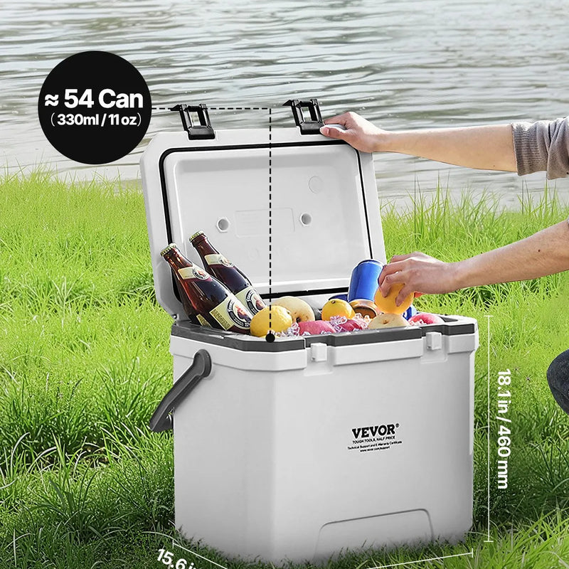 36 LVEVOR pārnēsājams cietais dzesētājs, ar ilgu ledus noturību, izturīgiem rokturiem un glāžu turētājiem, vieglas un izturīgas konstrukcijas termoizolēta ledus kaste, piemērota ģimenes piknikiem un tāliem braucieniem