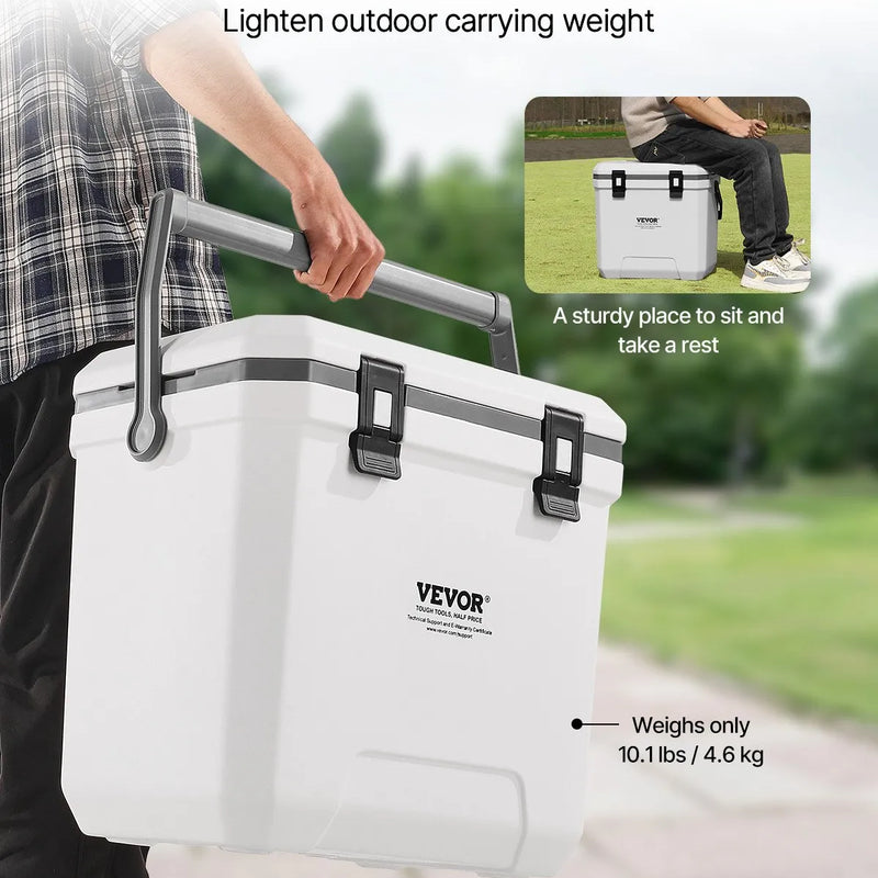 36 LVEVOR pārnēsājams cietais dzesētājs, ar ilgu ledus noturību, izturīgiem rokturiem un glāžu turētājiem, vieglas un izturīgas konstrukcijas termoizolēta ledus kaste, piemērota ģimenes piknikiem un tāliem braucieniem