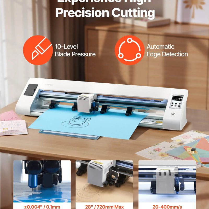 VEVOR vinila griešanas iekārta ar automātisku kontūru noteikšanu, 2 veidu asmeņiem, dizaina programmatūru un materiāliem, saderīga ar vairākiem failu formātiem, DIY personalizētu projektu izgatavošanai