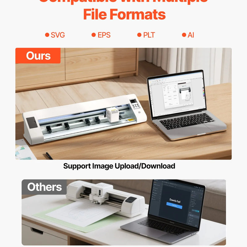 VEVOR vinila griešanas iekārta ar automātisku kontūru noteikšanu, 2 veidu asmeņiem, dizaina programmatūru un materiāliem, saderīga ar vairākiem failu formātiem, DIY personalizētu projektu izgatavošanai