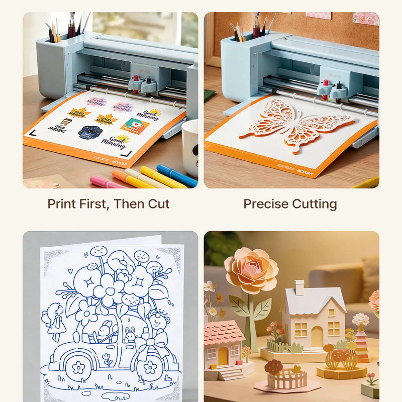 VEVOR vinila griešanas ploteris, 305 mm, vinila griezējs ar pogu un ekrāna vadību, materiālu un instrumentu komplektu, vairāk nekā 5000 iebūvētiem dizaina resursiem, saderīgs ar Mac, Windows, Android un iOS, paredzēts radošiem projektiem