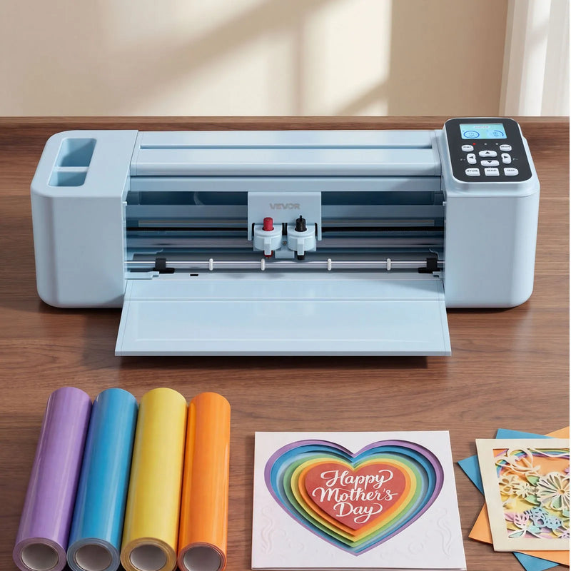 VEVOR vinila griešanas ploteris, 305 mm, vinila griezējs ar pogu un ekrāna vadību, materiālu un instrumentu komplektu, vairāk nekā 5000 iebūvētiem dizaina resursiem, saderīgs ar Mac, Windows, Android un iOS, paredzēts radošiem projektiem