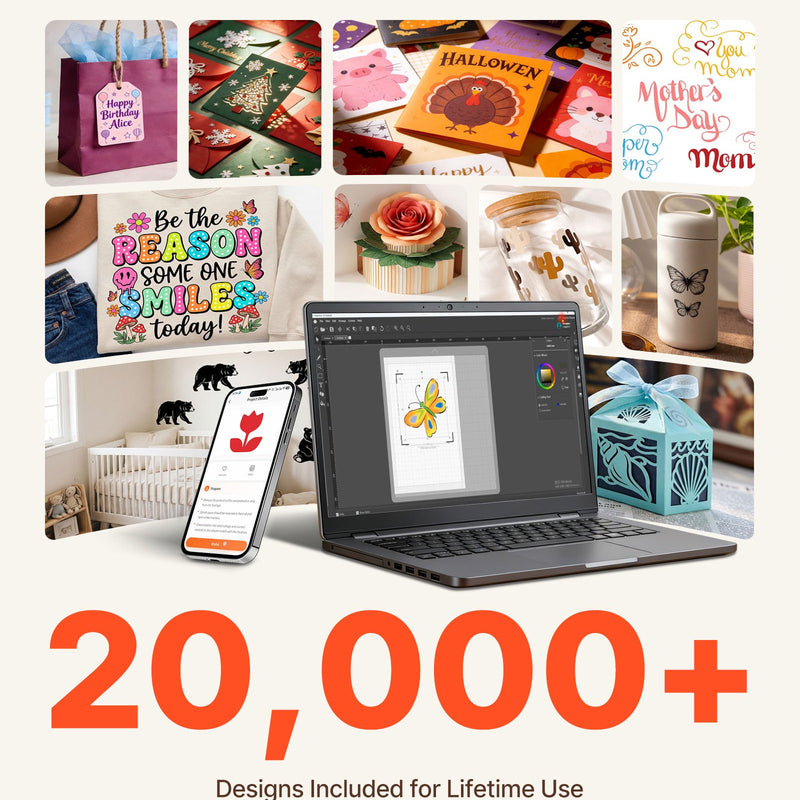 VEVOR 305 mm vinila griešanas iekārta ar skārienekrāna vadību, materiālu un instrumentu komplektu, 5000+ iebūvētiem dizainiem, saderīga ar Mac, Windows, Android un iOS, personalizētu kartīšu izgatavošanai - ZEMLETES.LV