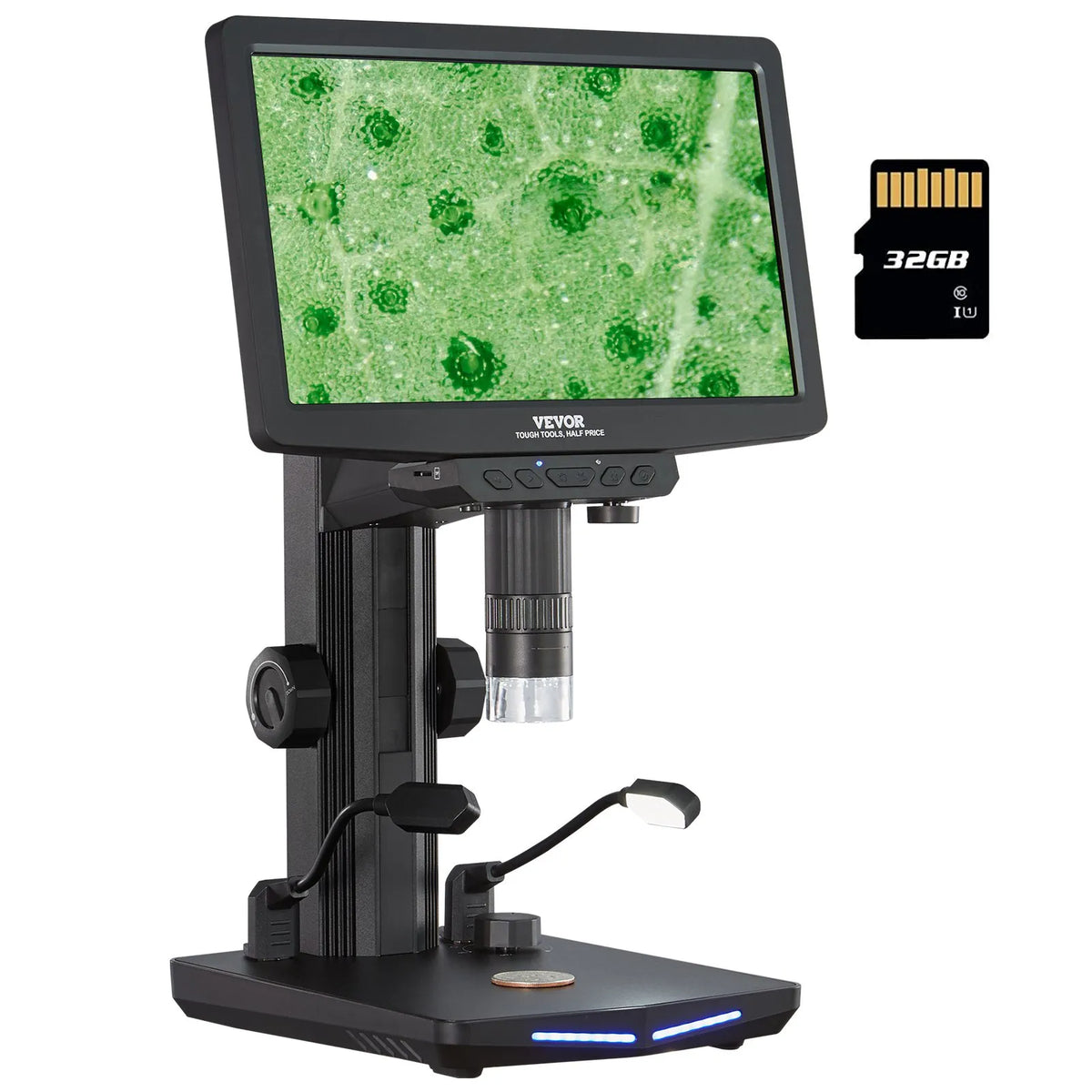 VEVOR Digital Microscope with 25.7 cm IPS Screen and 10–1300× Magnification, Suitable for Coin and Fine Detail Inspection