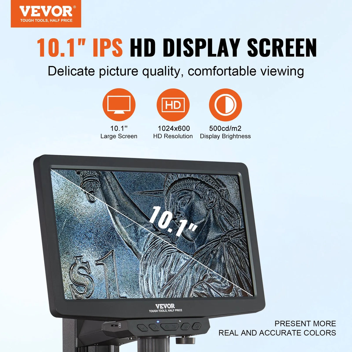VEVOR Digital Microscope with 25.7 cm IPS Screen and 10–1300× Magnification, Suitable for Coin and Fine Detail Inspection