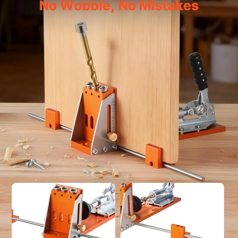 VEVOR regulējams kabatas urbumu šablonu komplekts kokapstrādei, 12,7–38,1 mm, ar koferi, C-skavu, pakāpju urbi, sešstūra atslēgu, urbšanas dziļuma gredzenu, kvadrātuzgali un pastiprinātu metāla rāmi