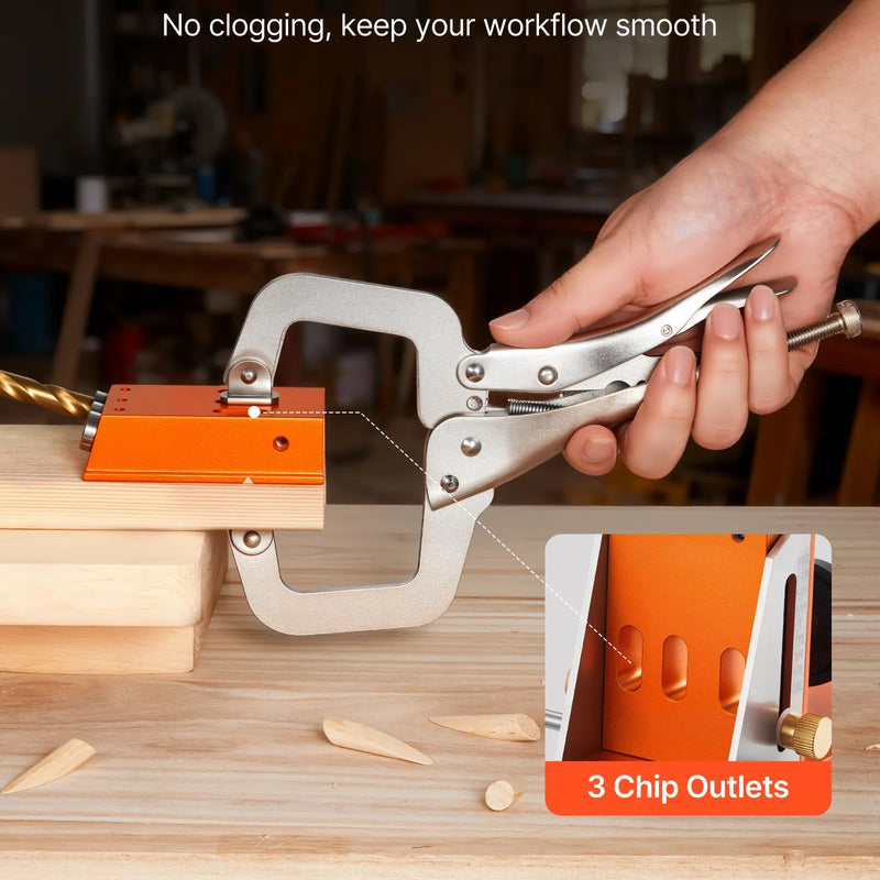 VEVOR regulējams kabatas urbumu šablonu komplekts kokapstrādei, 12,7–38,1 mm, ar koferi, C-skavu, pakāpju urbi, sešstūra atslēgu, urbšanas dziļuma gredzenu, kvadrātuzgali un pastiprinātu metāla rāmi