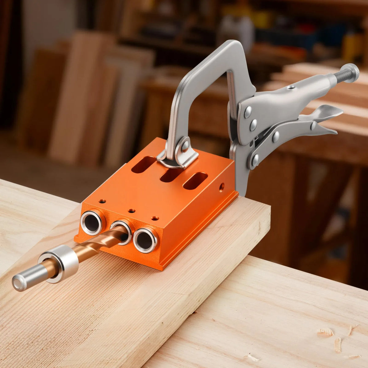 VEVOR Adjustable Pocket Hole Jig Kit for Woodworking, 12.7–38.1 mm, with Carrying Case, C-Clamp, Step Drill, Hex Key, Depth Ring, Square Drive and Reinforced Metal Frame