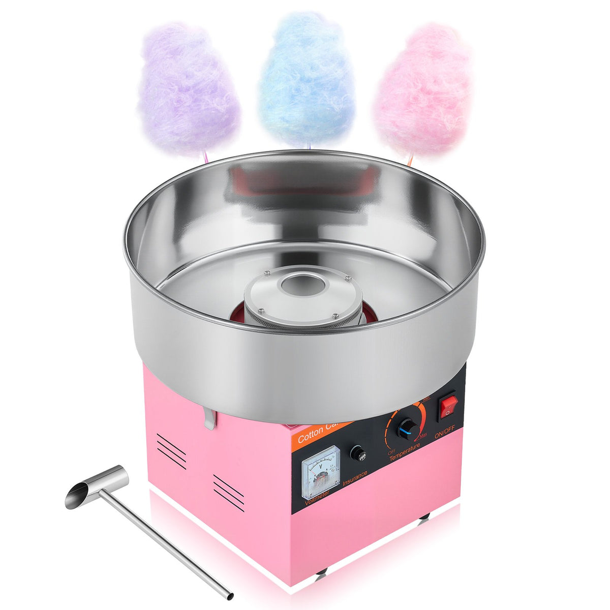 Dough Mixer 1000 W, Electric, with 38 cm Stainless Steel Bowl and Sugar Caster, Suitable for Commercial Use, Birthdays and Family Celebrations, Pink