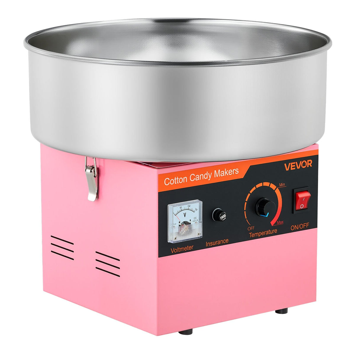 Dough Mixer 1000 W, Electric, with 38 cm Stainless Steel Bowl and Sugar Caster, Suitable for Commercial Use, Birthdays and Family Celebrations, Pink