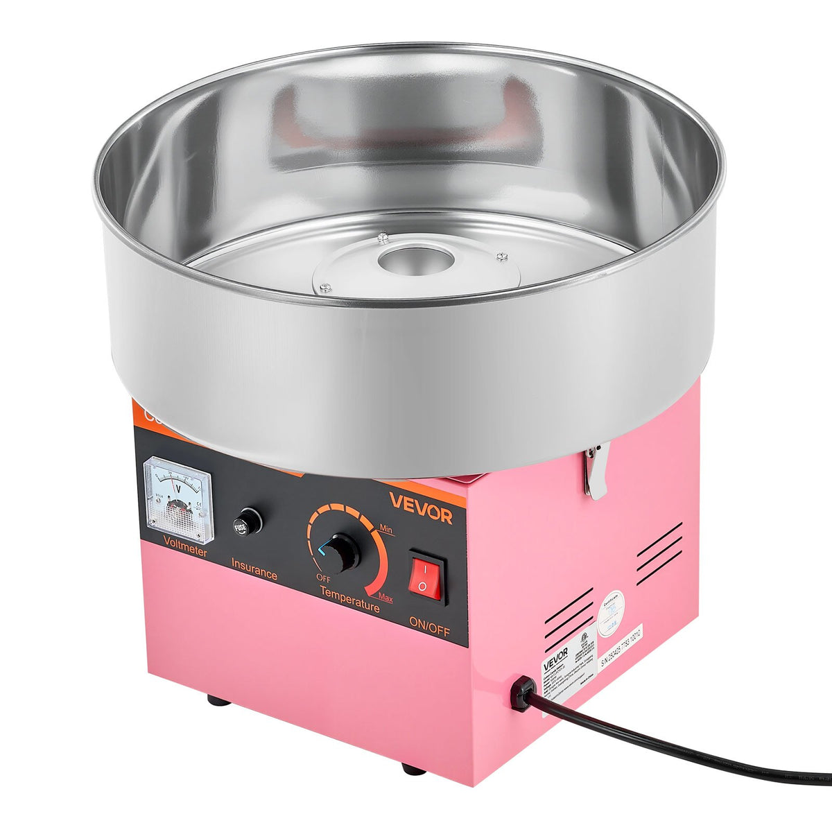Dough Mixer 1000 W, Electric, with 38 cm Stainless Steel Bowl and Sugar Caster, Suitable for Commercial Use, Birthdays and Family Celebrations, Pink