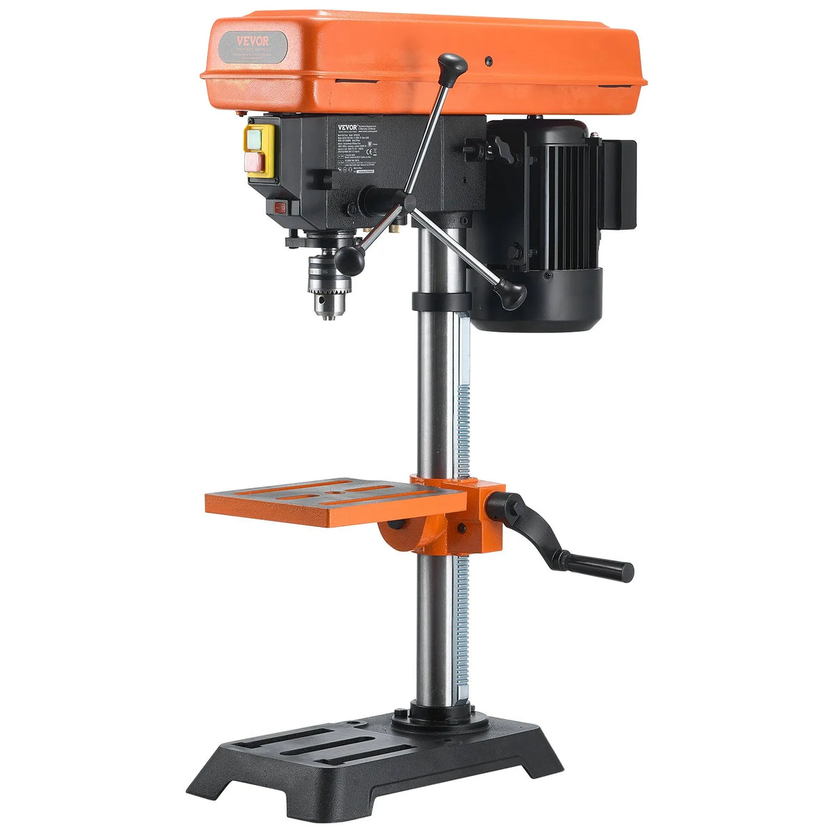 VEVOR Benchtop Drill Press 254 mm, 550 W Induction Motor, Variable Speed 550/950/1500/2000/2500 RPM, Tilting Work Table 0–45°, Precision X-Ray Positioning for Wood and Metal Drilling