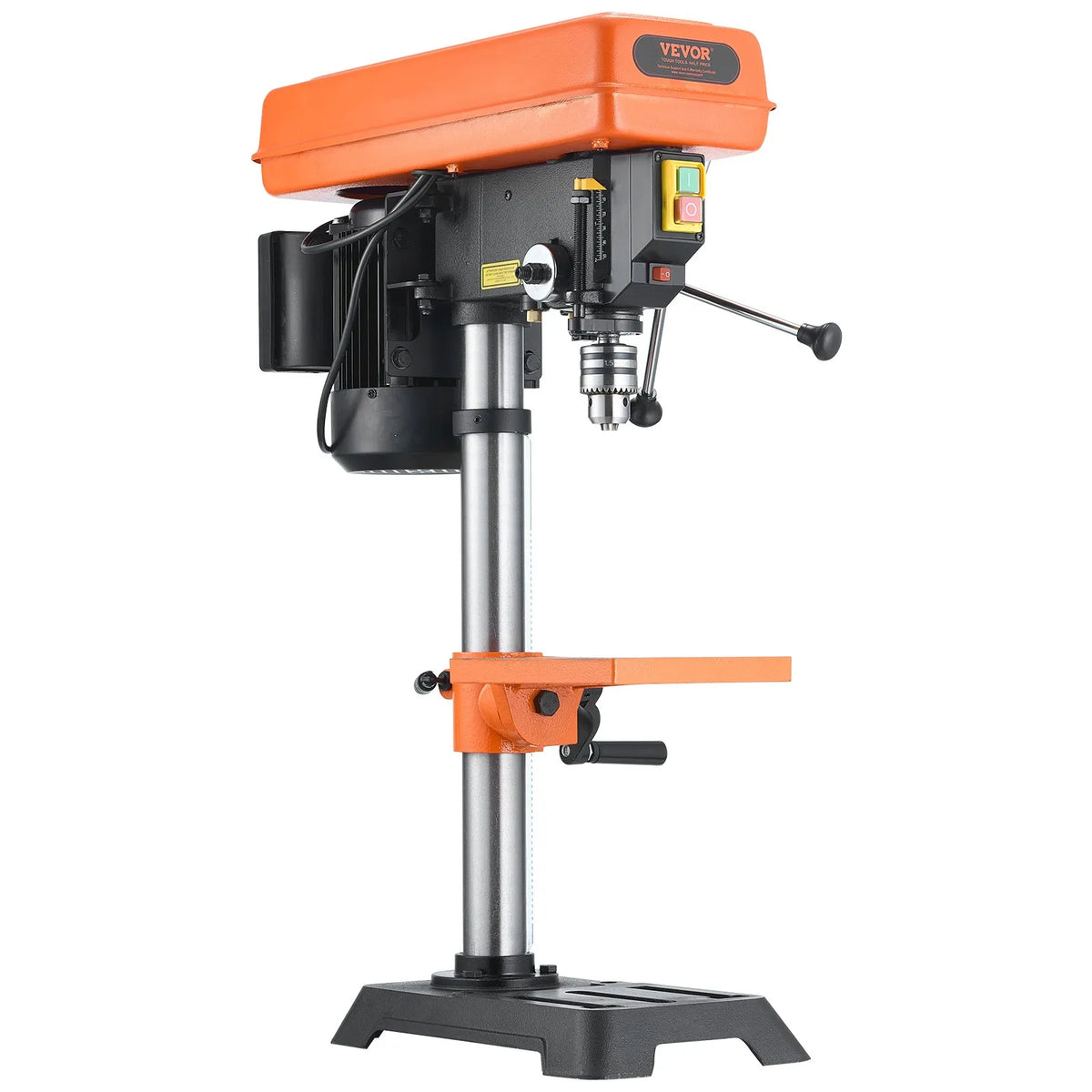 VEVOR Benchtop Drill Press 254 mm, 550 W Induction Motor, Variable Speed 550/950/1500/2000/2500 RPM, Tilting Work Table 0–45°, Precision X-Ray Positioning for Wood and Metal Drilling