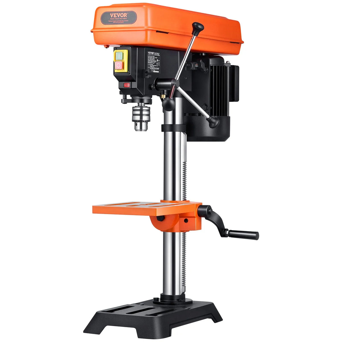 VEVOR Benchtop Drill Press 254 mm, 550 W Induction Motor, Variable Speed 550/950/1500/2000/2500 RPM, Tilting Work Table 0–45°, Precision X-Ray Positioning for Wood and Metal Drilling