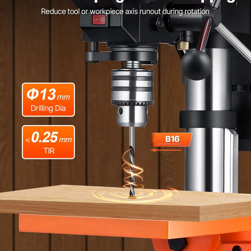 VEVOR galda urbjmašīna 254 mm, 550 W indukcijas motors, regulējams ātrums 550 / 950 / 1500 / 2000 / 2500 apgr./min, noliecams darba galds 0–45°, precīza X-Ray pozicionēšana koka un metāla urbšanai