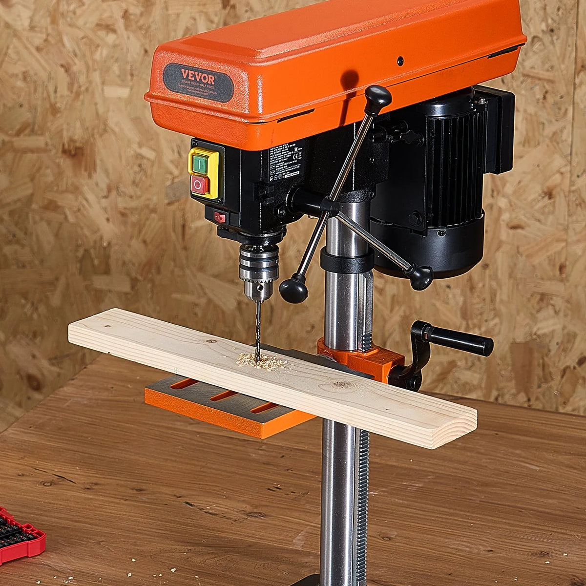 VEVOR Benchtop Drill Press 254 mm, 550 W Induction Motor, Variable Speed 550/950/1500/2000/2500 RPM, Tilting Work Table 0–45°, Precision X-Ray Positioning for Wood and Metal Drilling