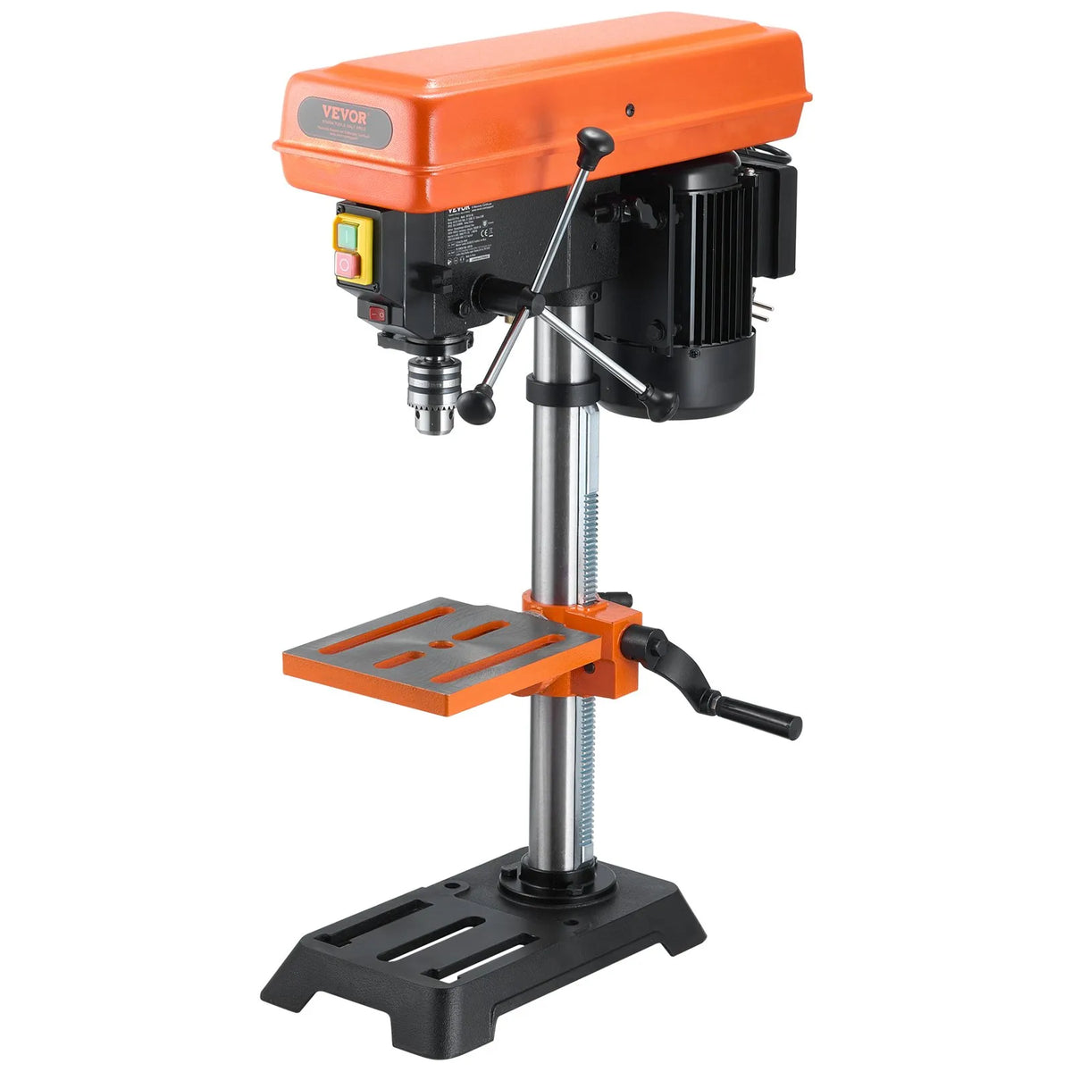 VEVOR Benchtop Drill Press 254 mm, 550 W Induction Motor, Variable Speed 550/950/1500/2000/2500 RPM, Tilting Work Table 0–45°, Precision X-Ray Positioning for Wood and Metal Drilling