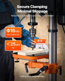 VEVOR galda urbjmašīna 304,8 mm, 750 W, regulējams ātrums 340–2200 apgr./min, noliecams darba galds 0–45°, LED darba apgaismojums, X-Ray pozicionēšana koka un metāla urbšanai