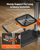 VEVOR galda urbjmašīna 304,8 mm, 750 W, regulējams ātrums 340–2200 apgr./min, noliecams darba galds 0–45°, LED darba apgaismojums, X-Ray pozicionēšana koka un metāla urbšanai