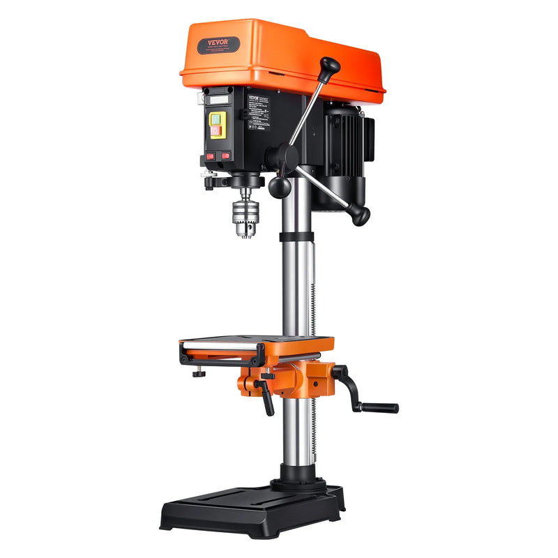 VEVOR galda urbjmašīna 304,8 mm, 750 W, regulējams ātrums 340–2200 apgr./min, noliecams darba galds 0–45°, LED darba apgaismojums, X-Ray pozicionēšana koka un metāla urbšanai