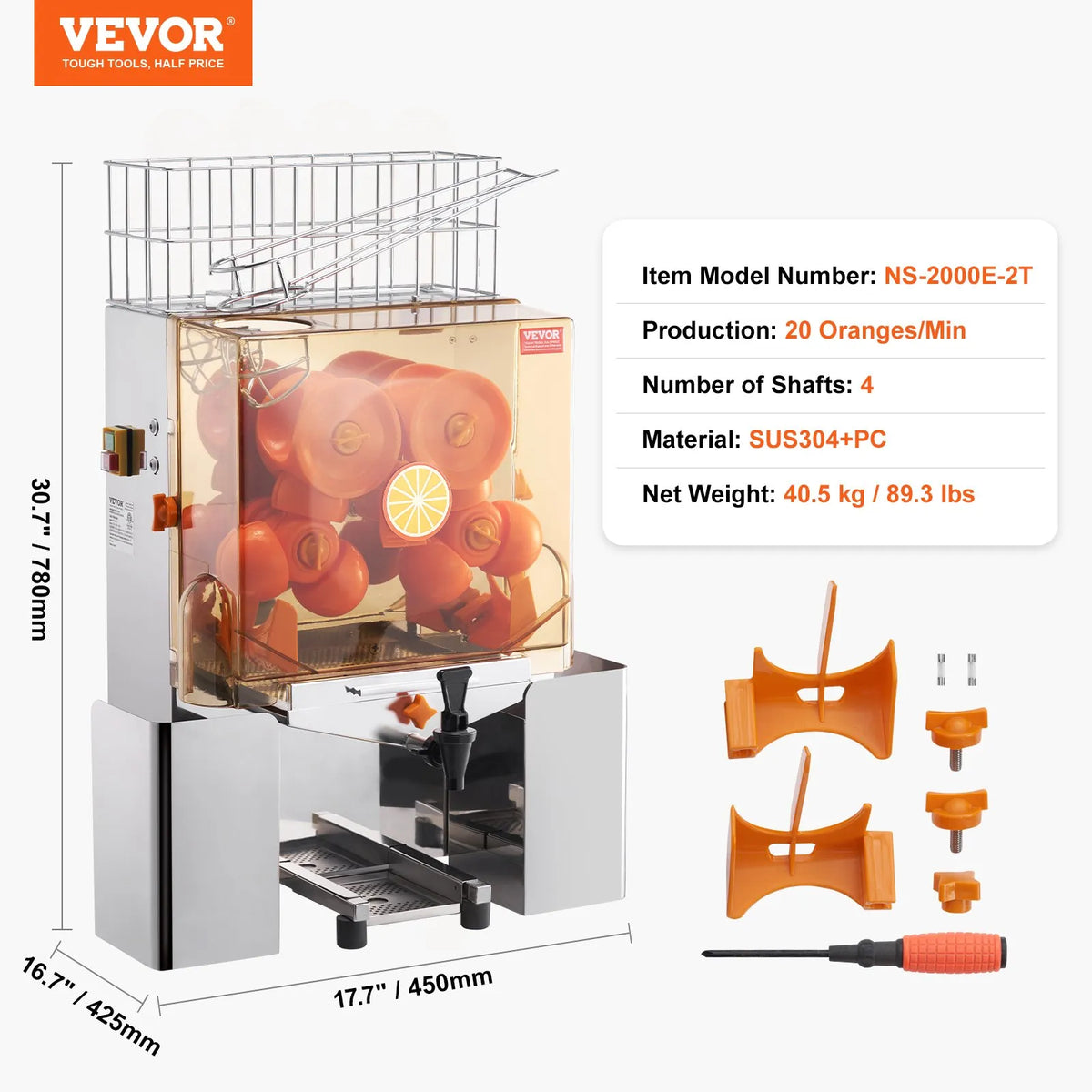 VEVOR kommerts apelsinimahlapress 120 W integreeritud veekraaniga