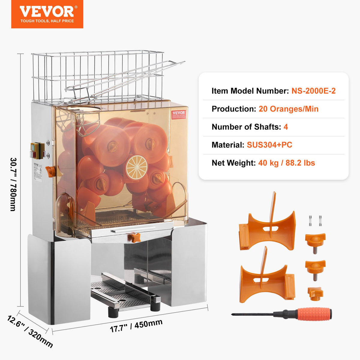 VEVOR kommerts apelsinimahlapress 120 W filtrikastiga