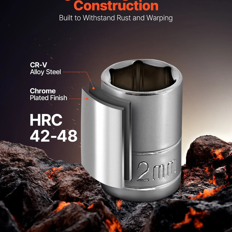 VEVOR 70 gab. uzgaļu un sprūdrata komplekts, 6,4 mm piedziņa, SAE un metriskie dziļie un seklie uzgaļi, Cr-V tērauds, ar bitēm, piederumiem un uzglabāšanas koferi, auto remontam