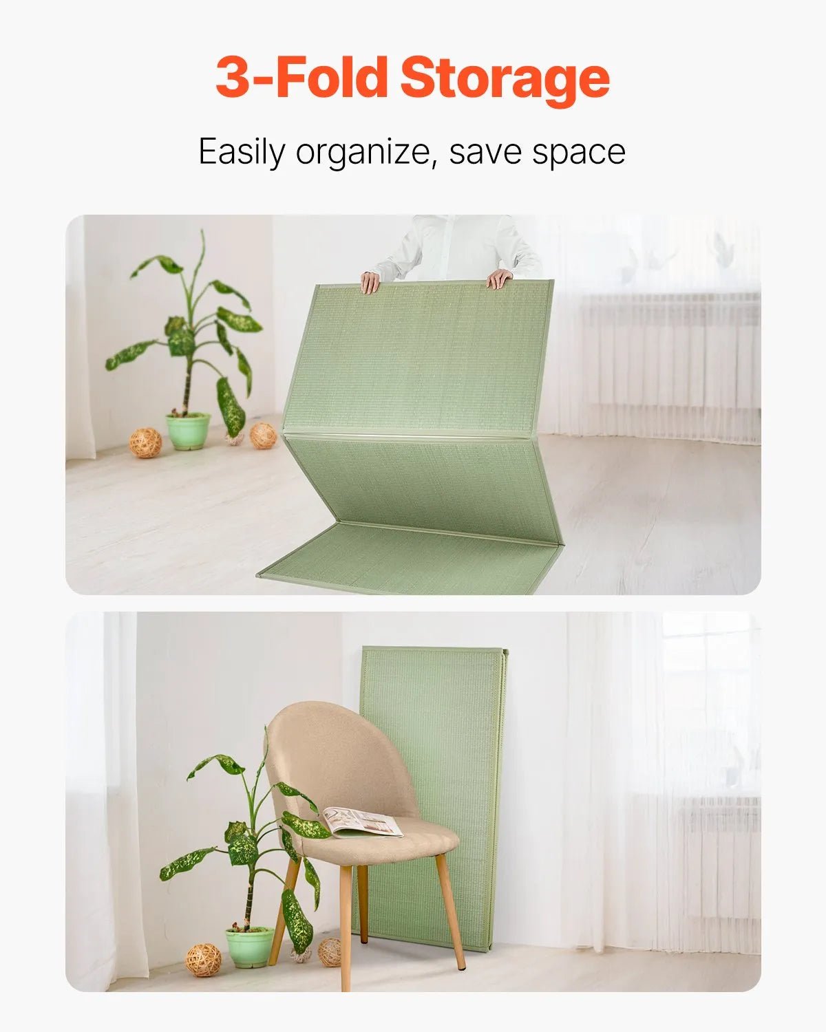 VEVOR salokāms japāņu tatami matracis Twin izmērs no dabīgas niedru zāles ar neslīdošu pamatni un svaigu aromātu, futona matracis gulēšanai, meditācijai un jogai - ZEMLETES.LV