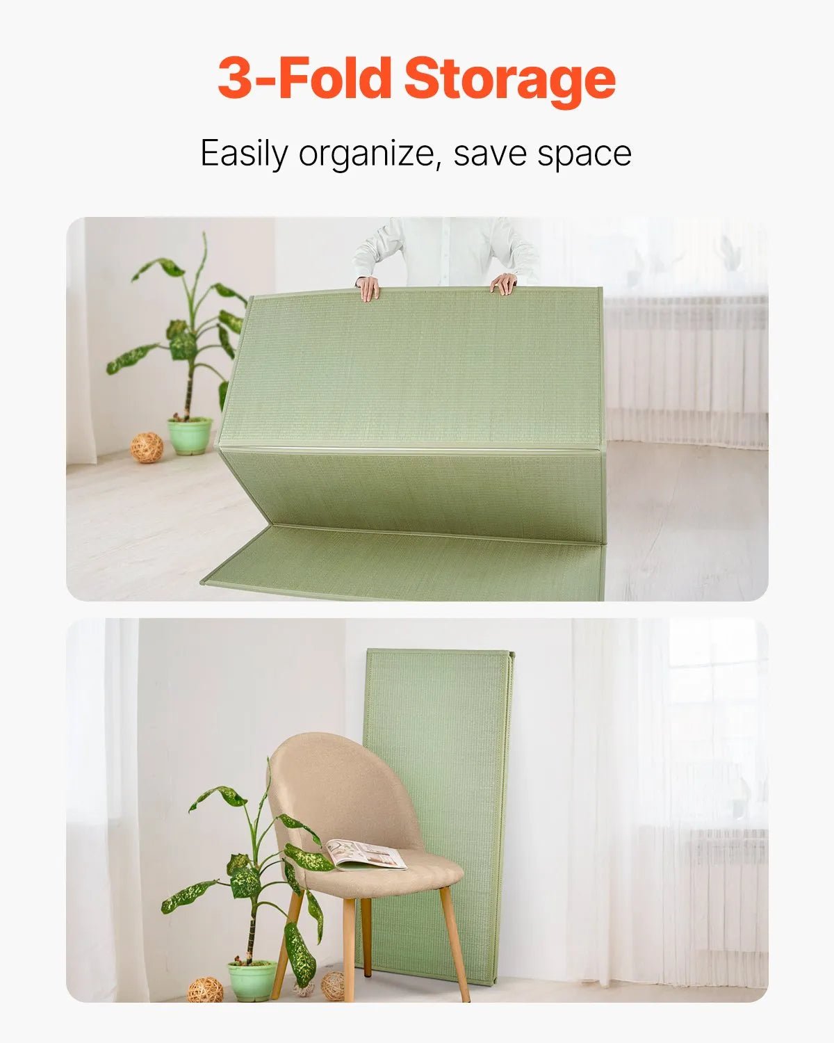VEVOR salokāms japāņu tatami matracis Queen izmērs no dabīgas niedru zāles ar neslīdošu pamatni un svaigu aromātu, futona matracis gulēšanai, meditācijai un jogai - ZEMLETES.LV