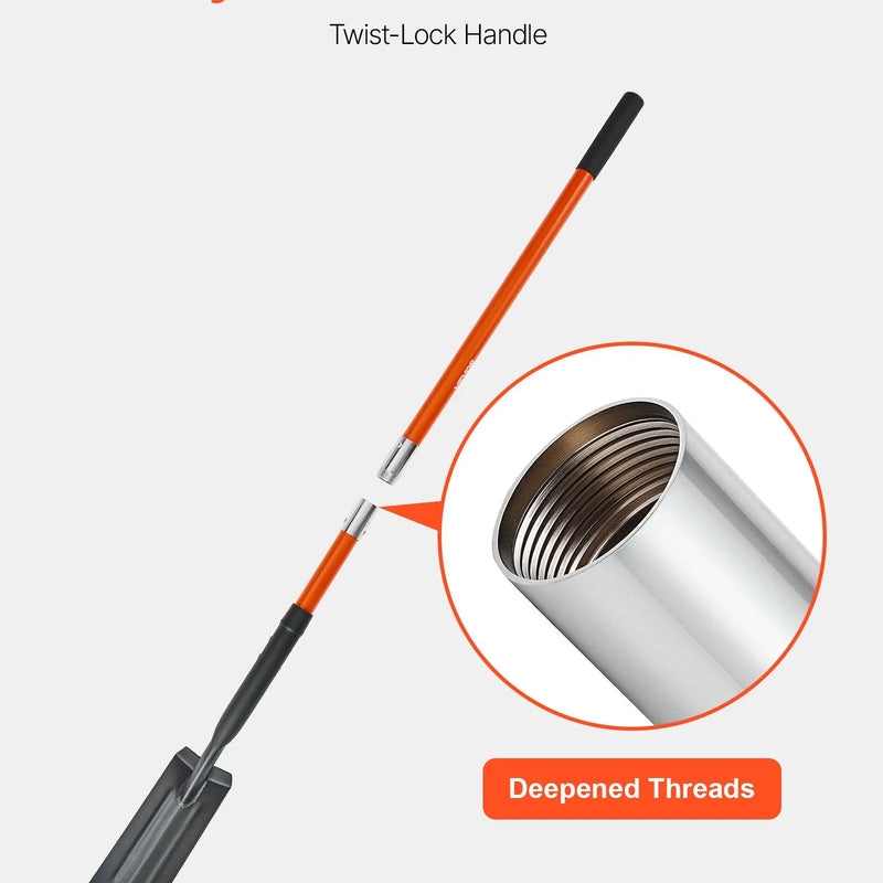 Tranšeju lāpsta 10,4 cm smagā darba asmens ar stiklašķiedras kātu un neslīdošu rokturi 142,5 cm