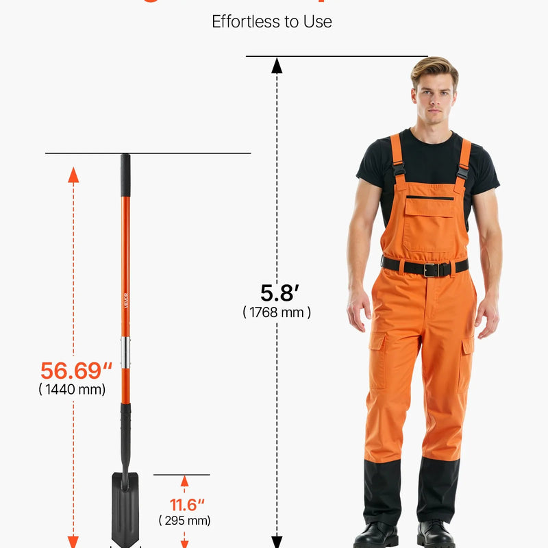 Tranšeju lāpsta 10,4 cm smagā darba asmens ar stiklašķiedras kātu un neslīdošu rokturi 142,5 cm