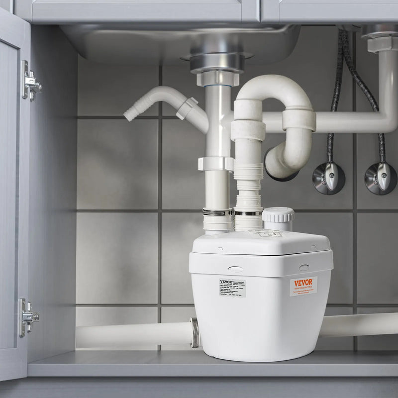 VEVOR saimniecības izlietnes drenāžas sūkņa sistēma 200 W, plūsma līdz 5700 l/h, pacelšanas augstums 5,5 m, 38 mm izplūde, zema trokšņa līmeņa un pret koroziju izturīgs sūknis villām, pagrabiem, veļas mašīnām, izlietnēm un bāriem