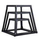 Preces nosaukums latviešu valodā (atbilstoši prasībām): Plyometrisko lēcienu kastu komplekts 30/46/61 cm, tērauda neslīdošas platformas mājas treniņiem, melnas